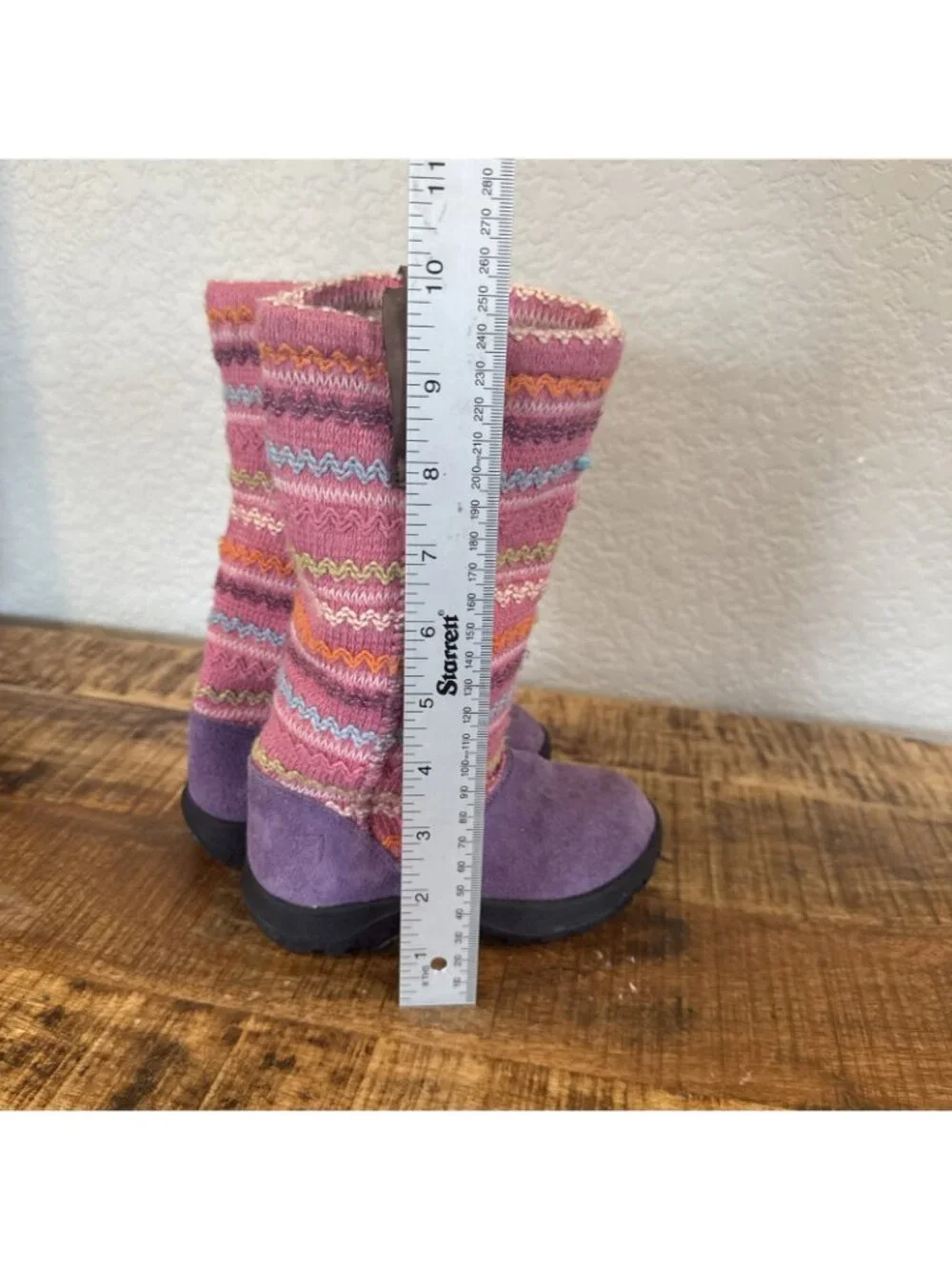 Keen Kids Suede Multi Color Cable Knit Winter Boots Size 10 US Pink Purple Girls